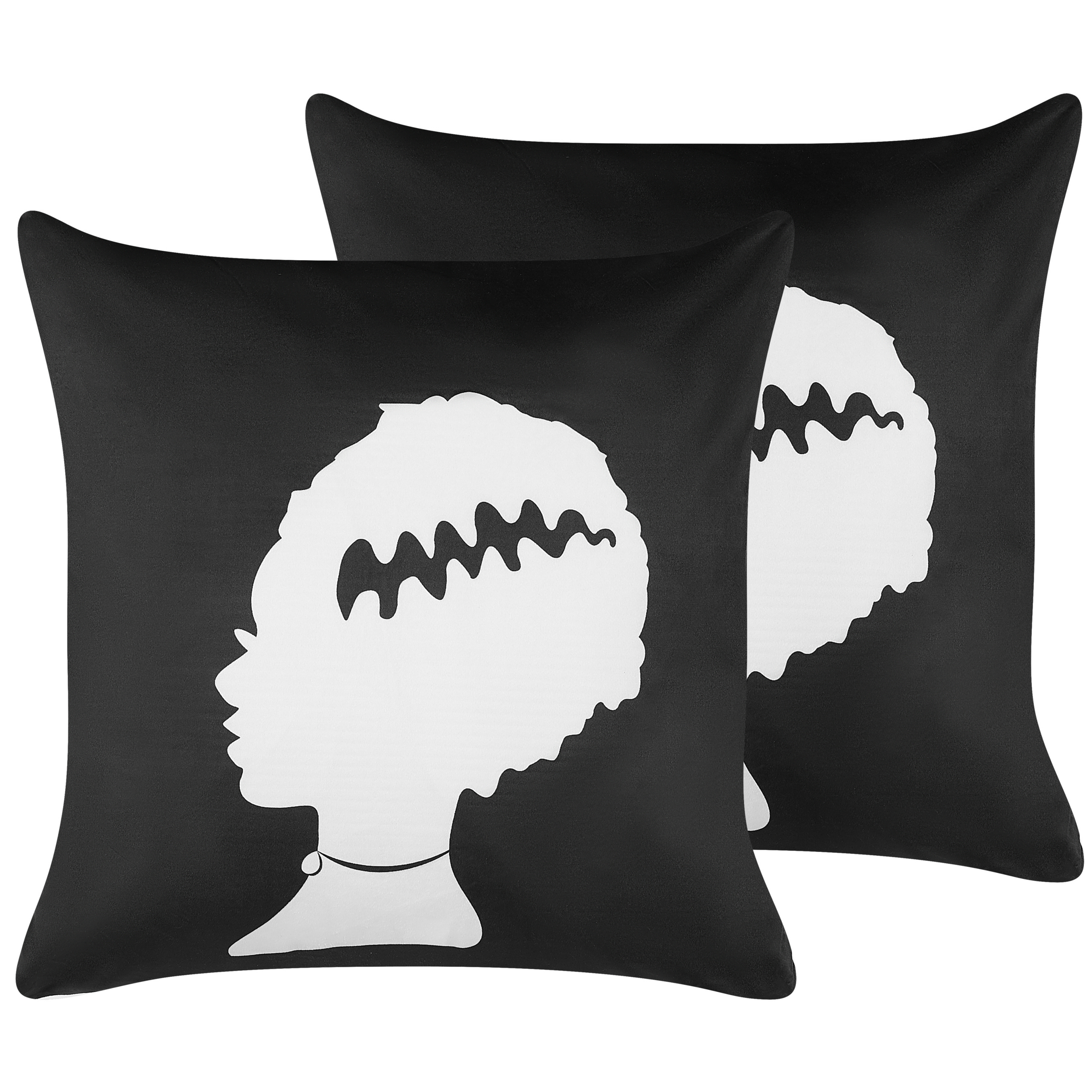 Koristetyynysetti 2 kpl MANDEVILLA sametti 45 x 45 cm Musta Abstrakti kuvio