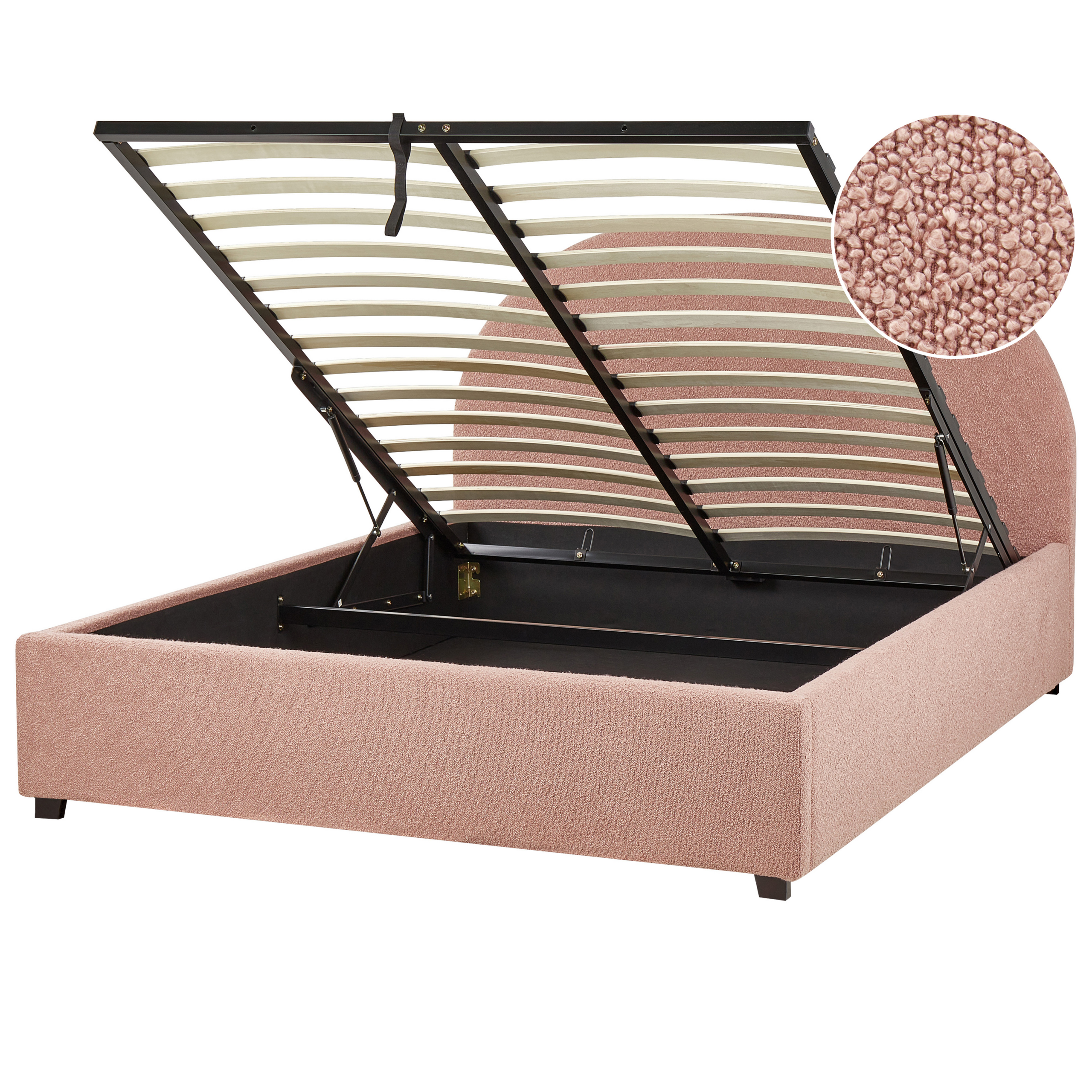 Sänky säilytystilalla buklee VAUCLUSE 140 x 200 cm Pastellipinkki