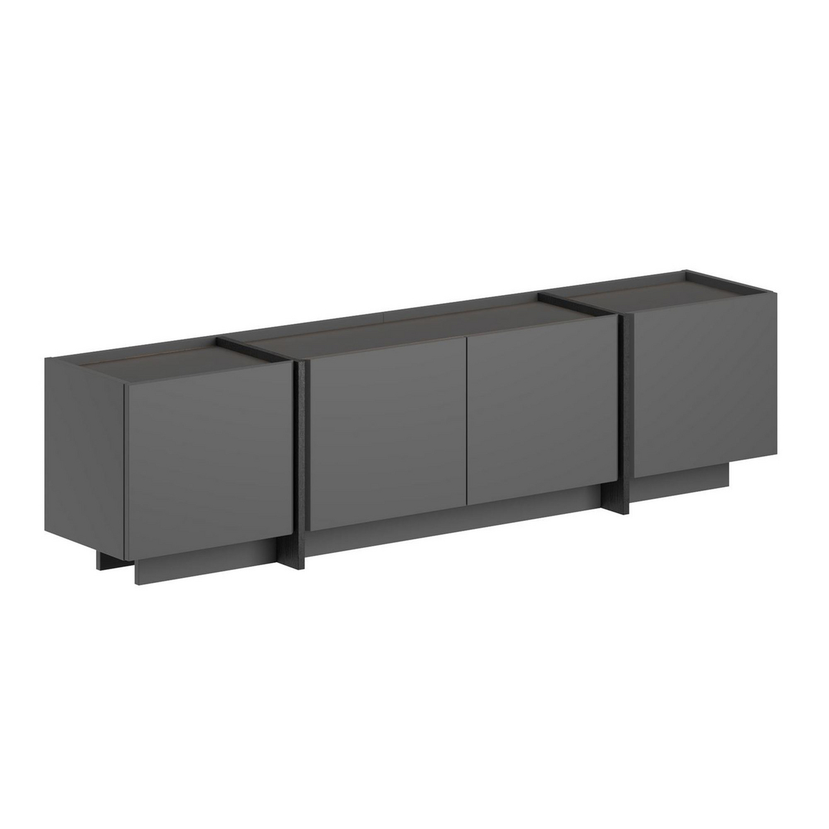 Norda Design Moderni TV-taso, 180 cm | 100 % melamiinipinnoitettu, pehmeästi sulkeutuvat saranat, 18 mm paksu