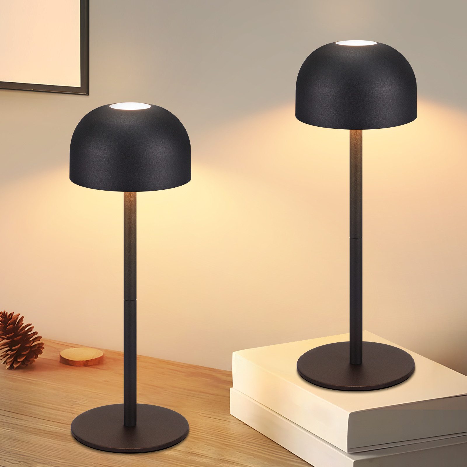 NETTLIFE 2 kpl johdottomia LED-pöytävalaisimia: Himmennettävä kosketuspöytävalaisin, jossa on 3 värilämpötilaa ja USB-portti