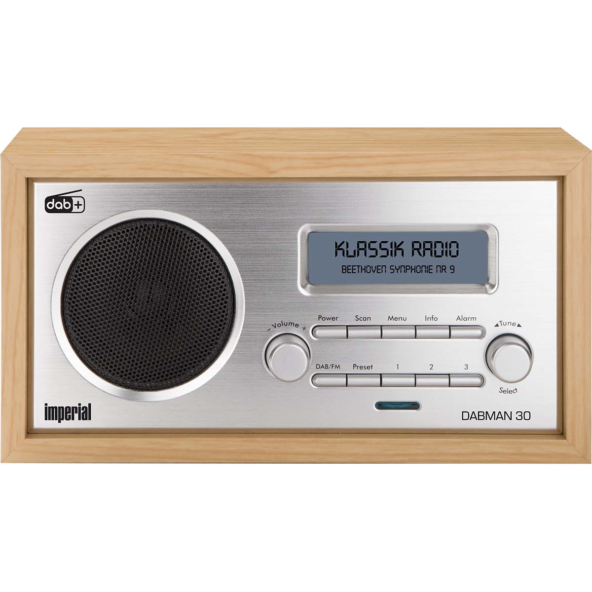 Radio DAB+ / FM Puu Taustavalaistulla Näytöllä ja Hälytystoiminnolla DABMAN 30