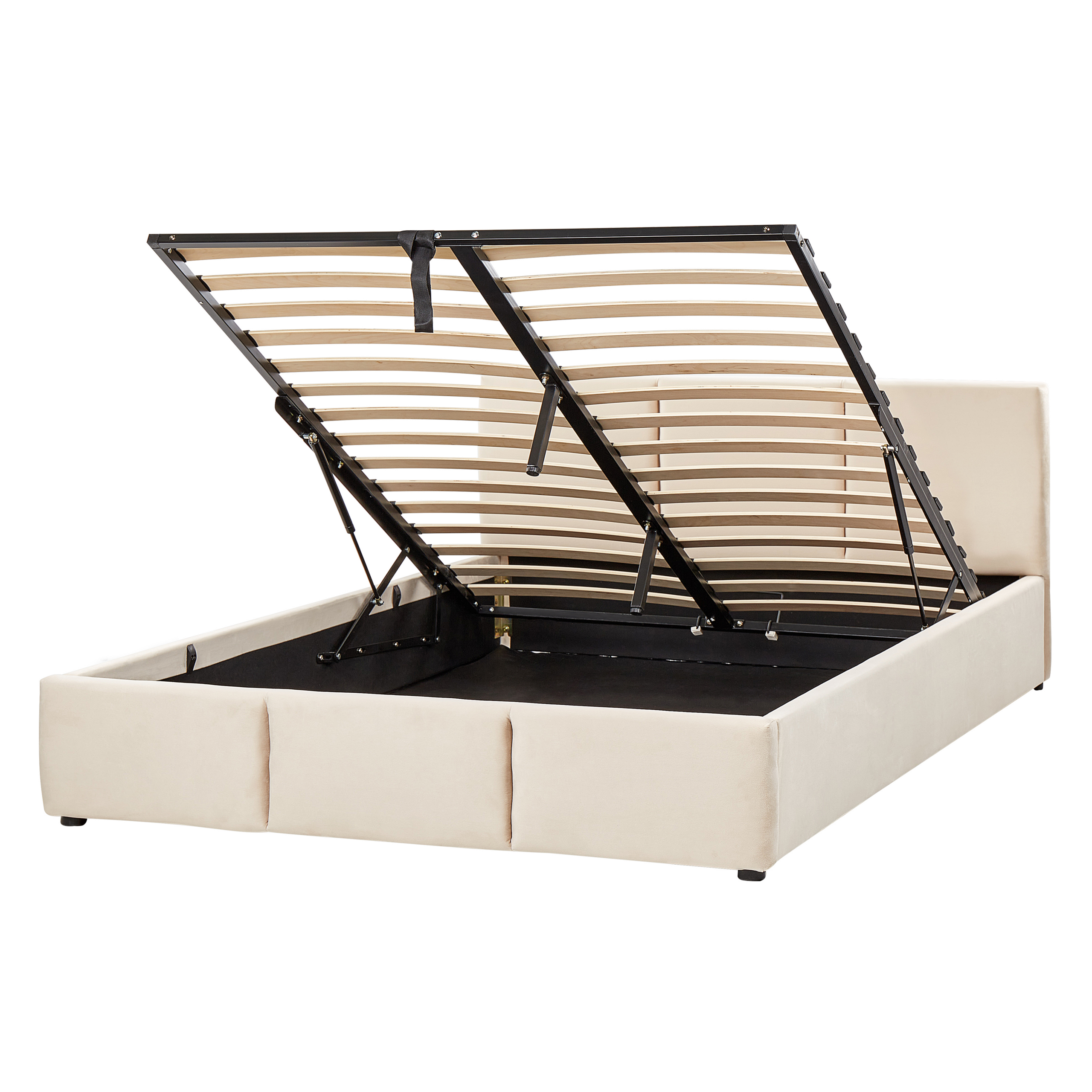 Sänky säilytystilalla sametti BOUSSE 140 x 200 cm Vaaleanbeige