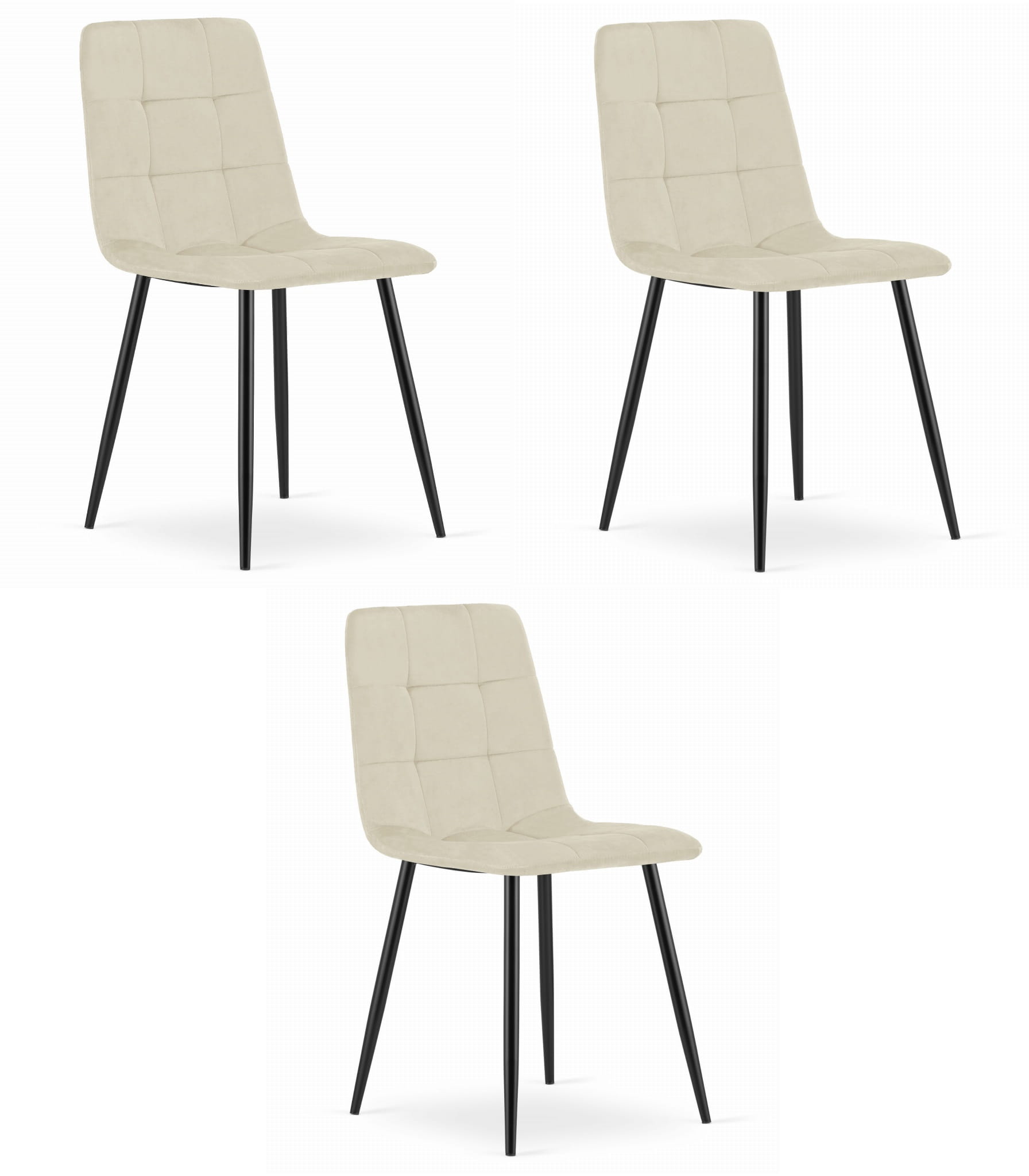 KARA-tuoli, vaalea beige sametti, mustat jalat (3 kpl)