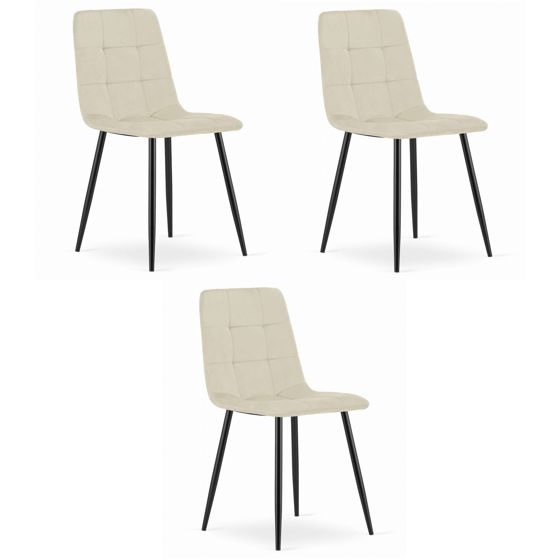 KARA-tuoli, vaalea beige sametti, mustat jalat (3 kpl)