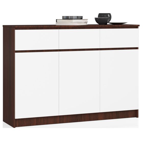 Akord Lipasto 3 Ovet 3 Laatikkoa Wenge/Valkoinen 138x40x99