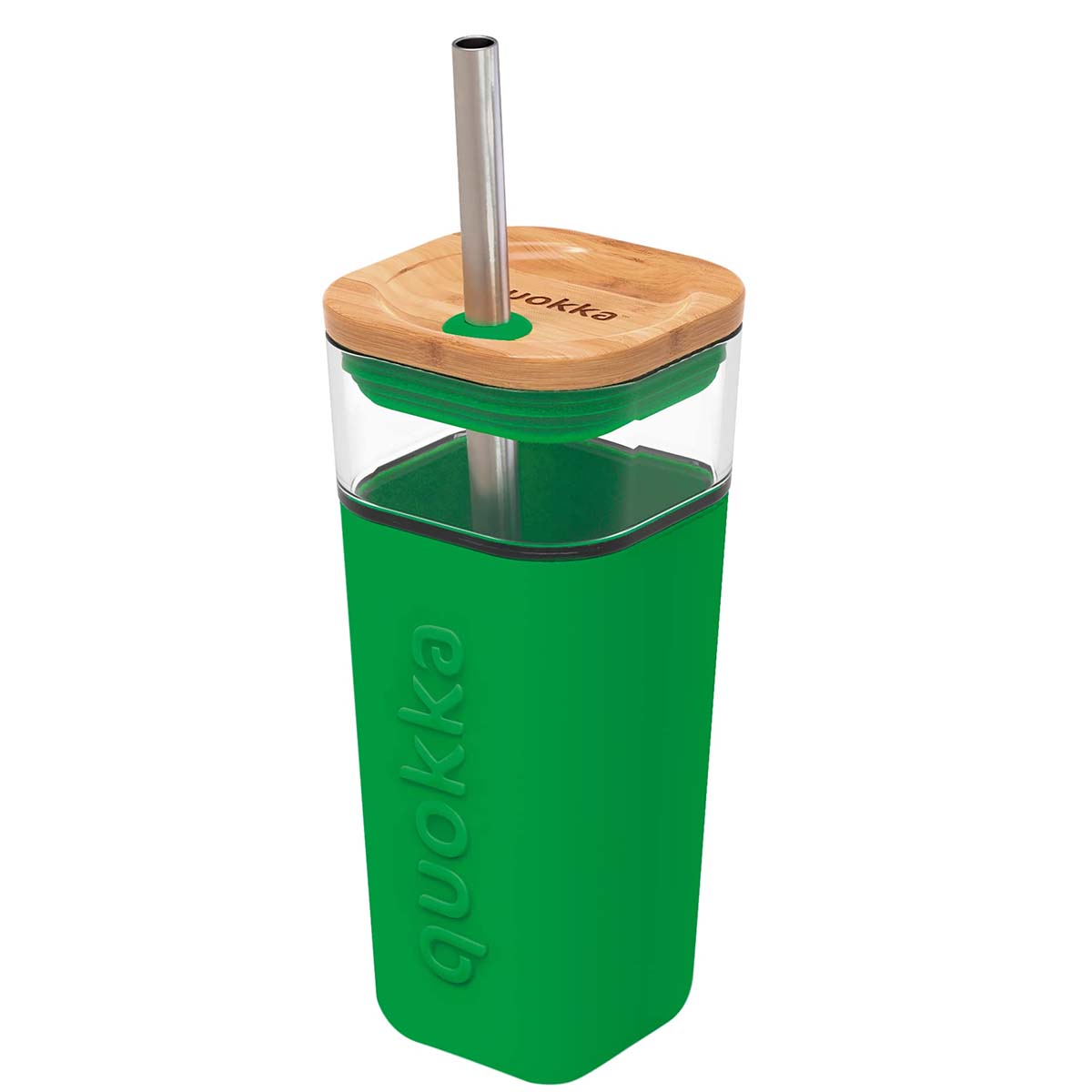 540 ml Lasimuki Bambukannella ja Ruostumattomalla Juomapillillä