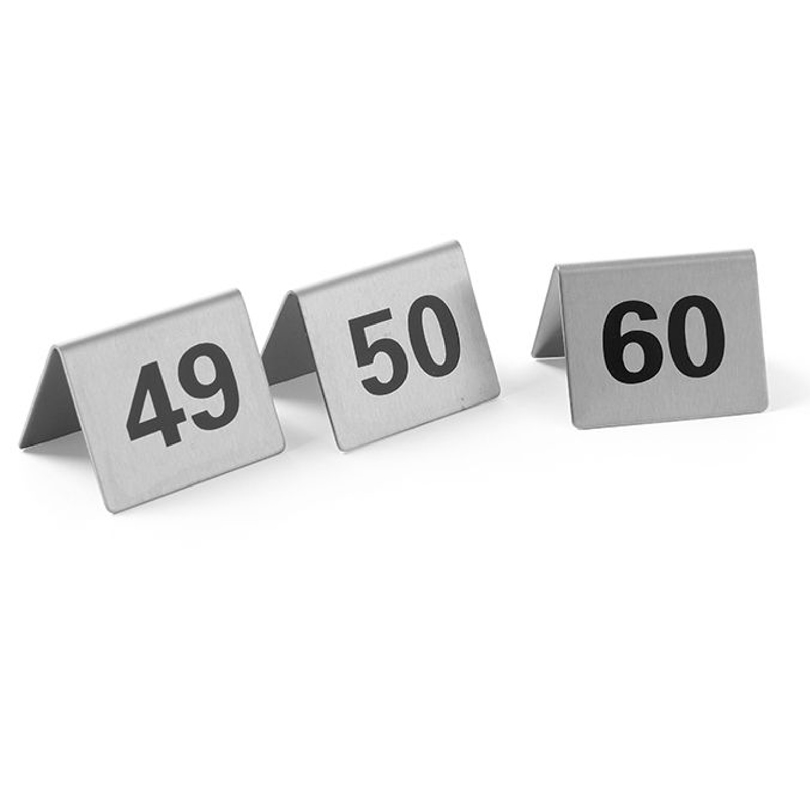 Pöydän numero 49-60 ohjekilpi, ruostumatonta terästä, 12 kpl:n sarja - Hendi 663882