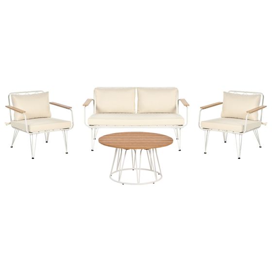 Ulkosohvaryhmä pöydällä 4-istuttava MONTESILVANO metalli Vaaleanbeige