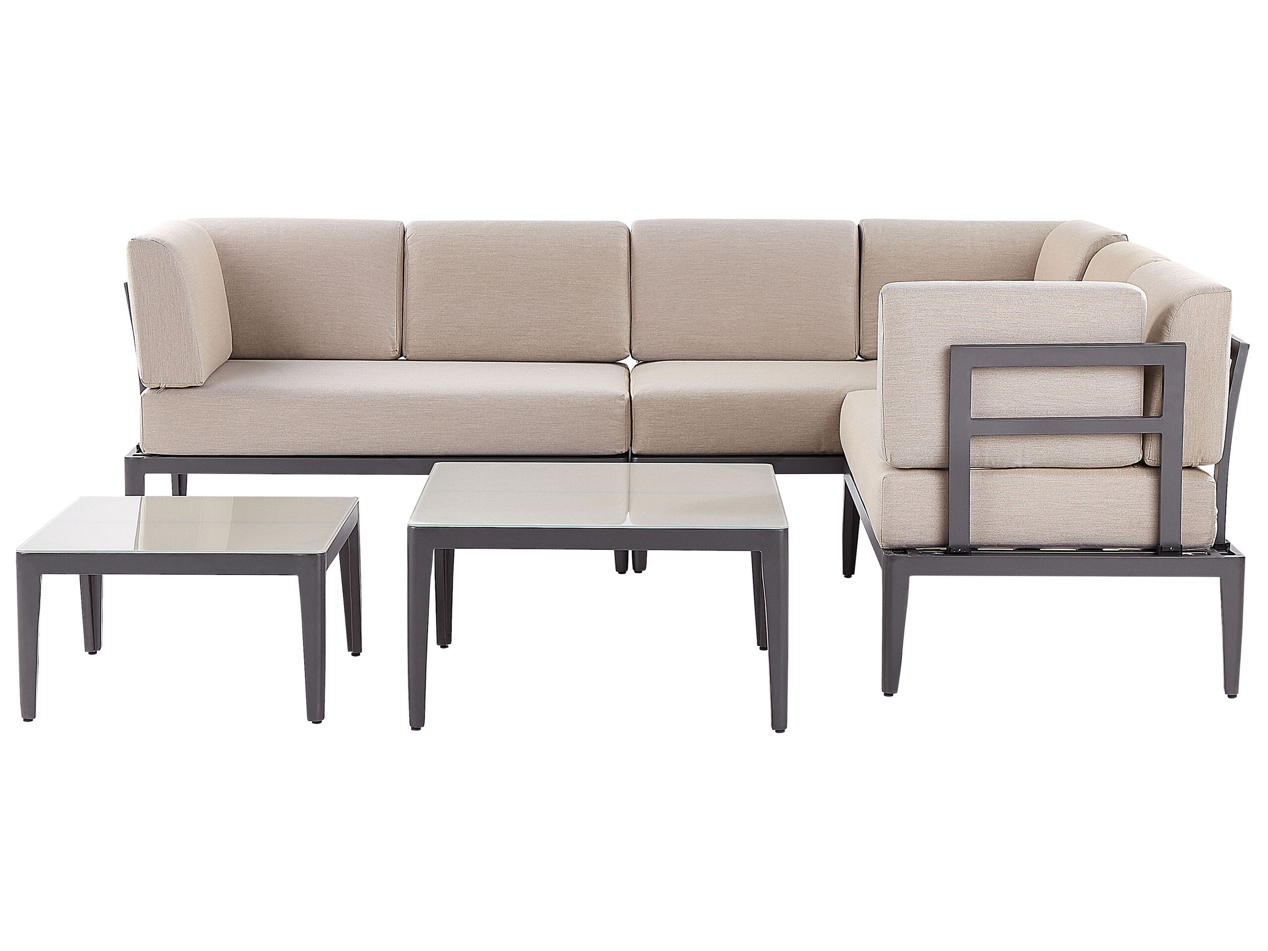 Ulkokulmasohva ja pöytä 6-istuttava RIMA III modulaarinen Metalli Beige Vasen