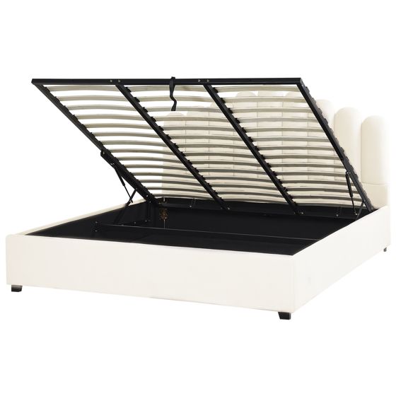 Sänky säilytystilalla sametti VINCENNES 180 x 200 cm Luonnonvalkoinen