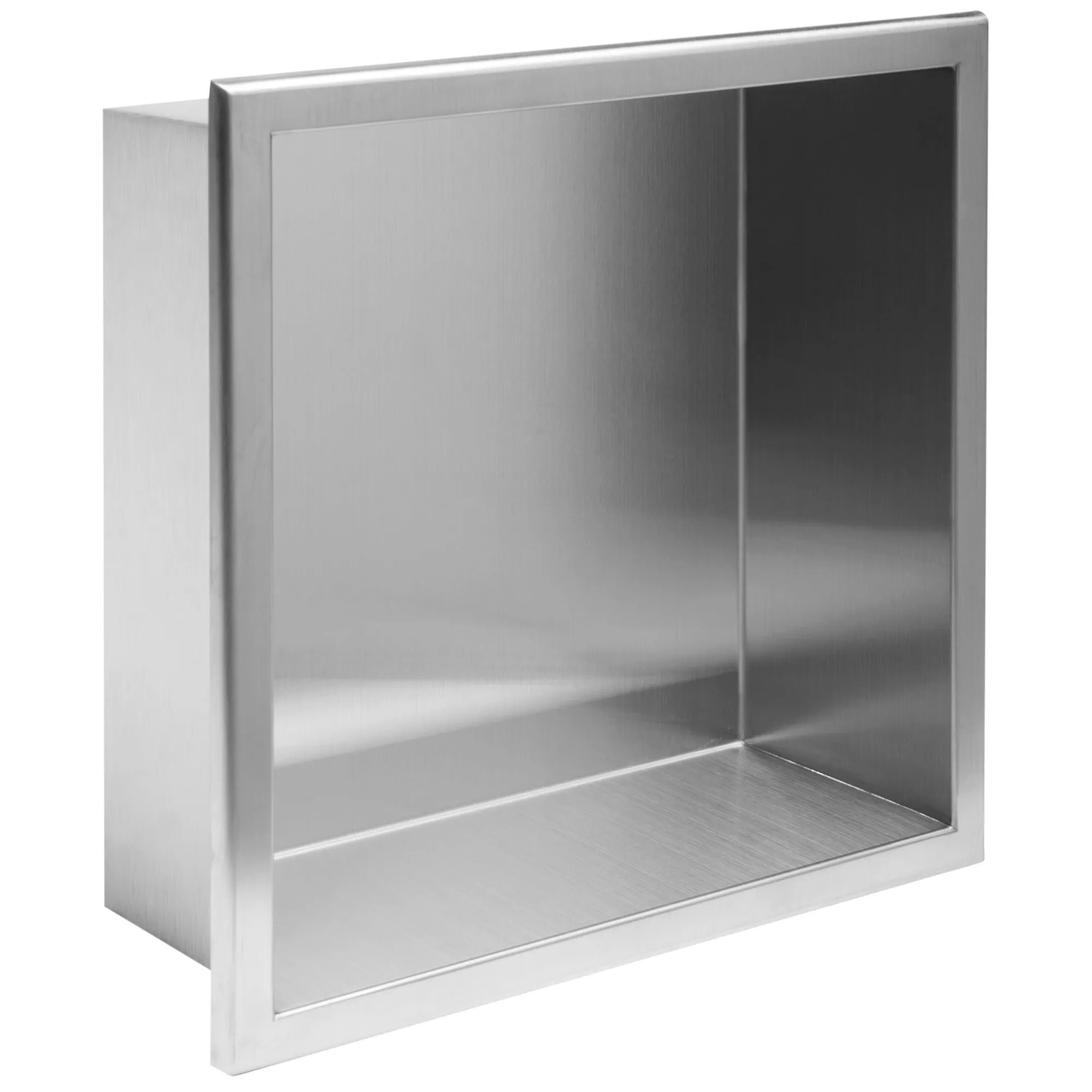 REA syvennykseen asennettava kylpyhuonehylly 1 30x30x10 harjattu teräs, 10X30X30CM