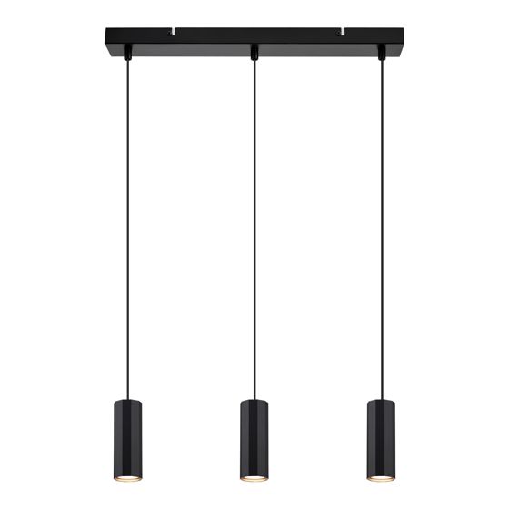 NETTLIFE Musta, metallinen, riippuvalaisin, halkaisija, 44cm, GU10,, 3 lamppua,moderni, teollinen, tyyli, olohuoneeseen