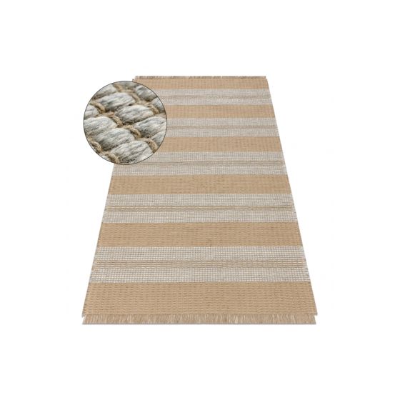 Matto JUTE 3734 beige / harmaa raidat - juutti, litteä kudottu, 80x150 cm