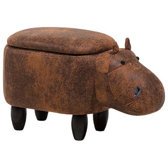 Eläinjakkara säilytystilalla HIPPO Virtahepo Keinonahka Ruskea