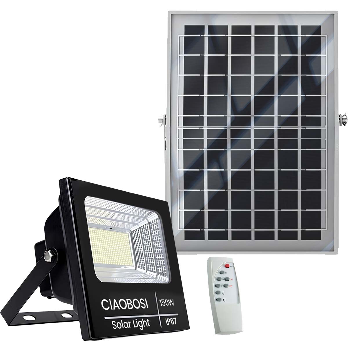 150W LED aurinkoprojektori IP67 erillisellä paneelilla ja kaukosäätimellä