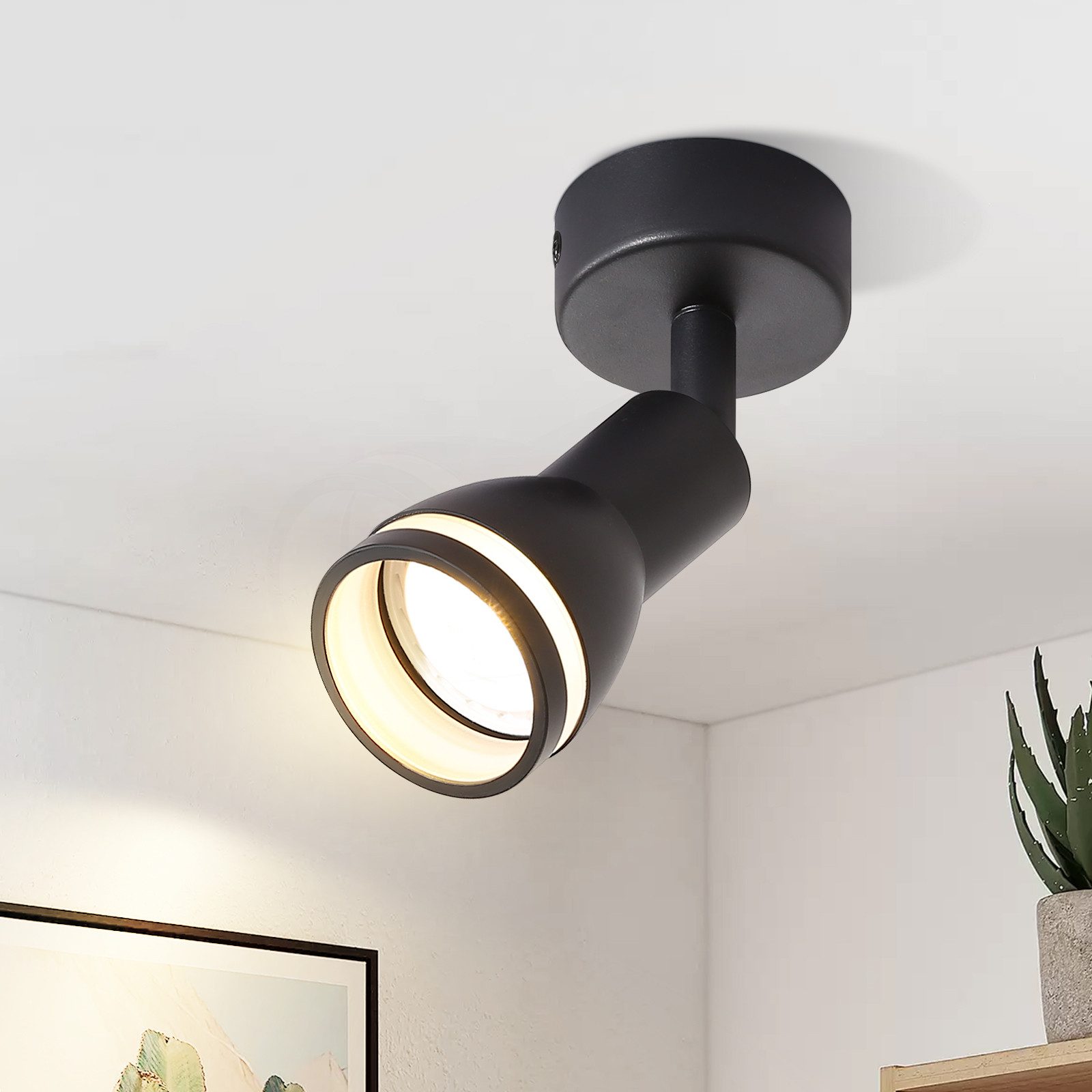 NETTLIFE LED - kattospottivalaisin 1 lamppu musta olohuoneen säädettävä kattovalaisin GU10 spotti moderni lamppu