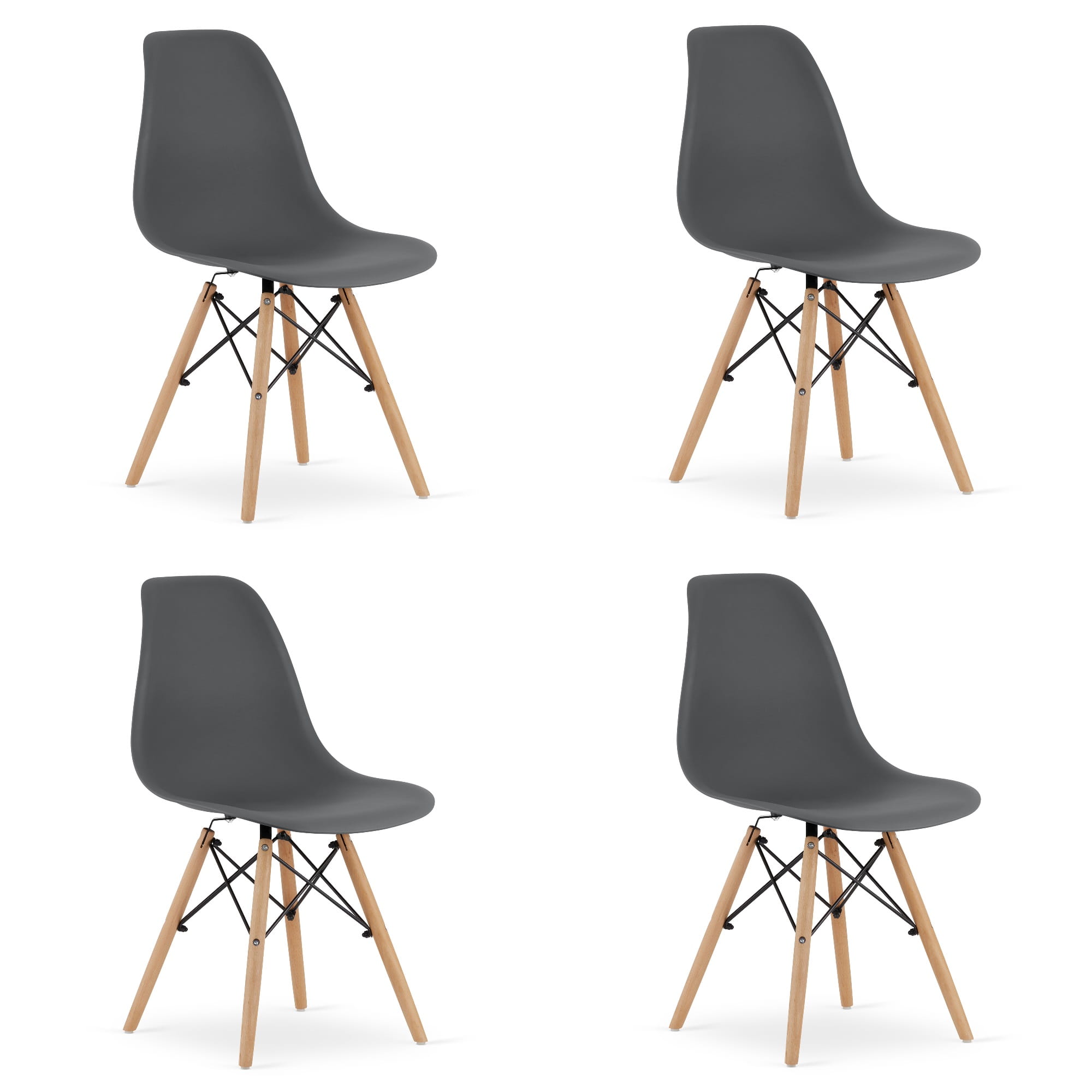 OSAKA-tuoli, tummanharmaa, luonnonväriset jalat (4 kpl)