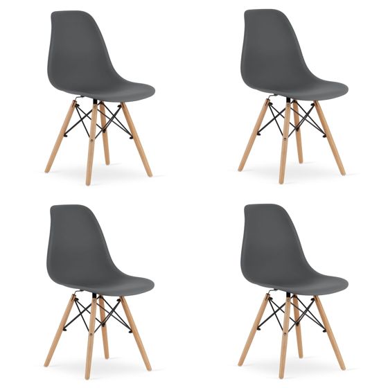 OSAKA-tuoli, tummanharmaa, luonnonväriset jalat (4 kpl)