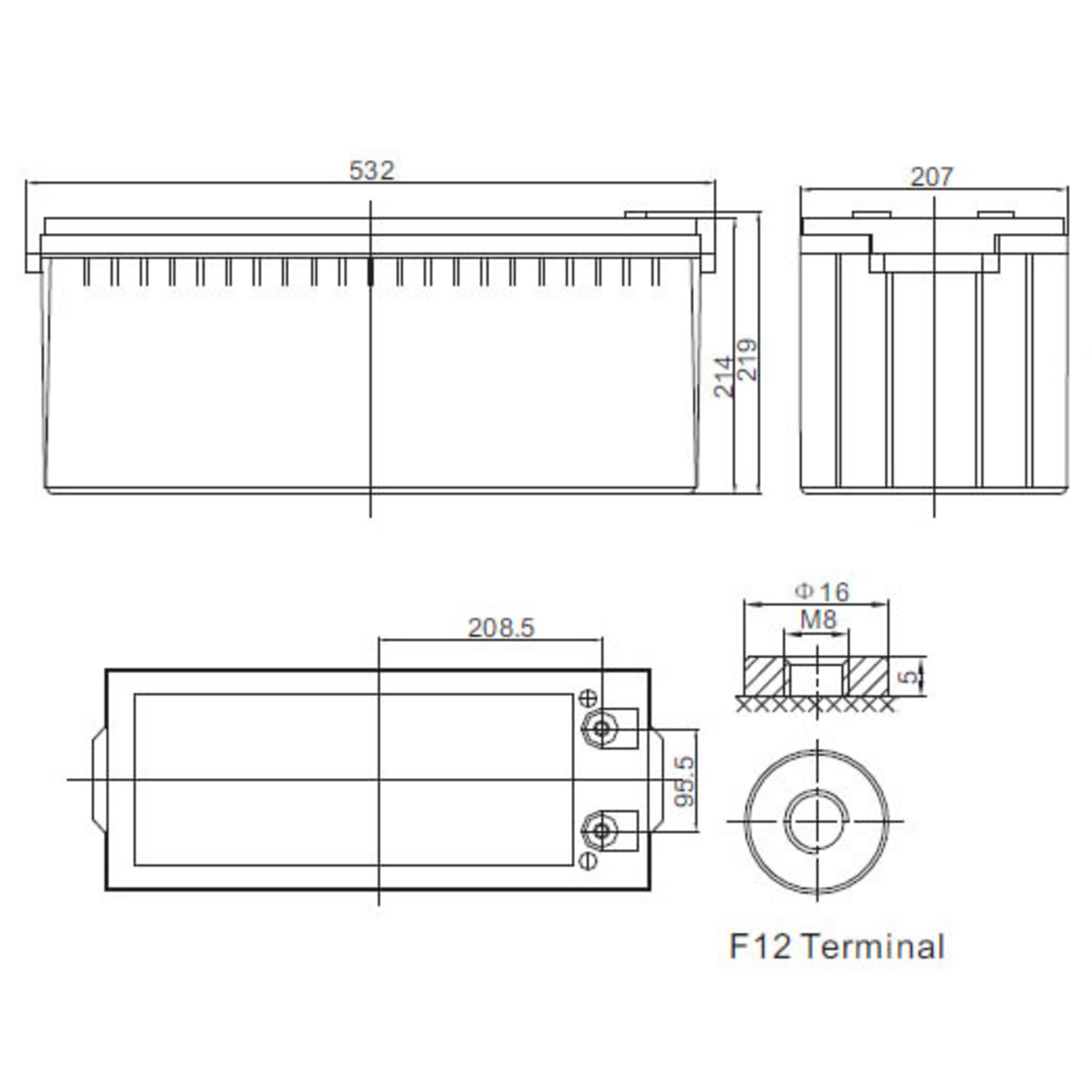 BrightSolar huoltovapaa AGM akku DC12-160Ah
