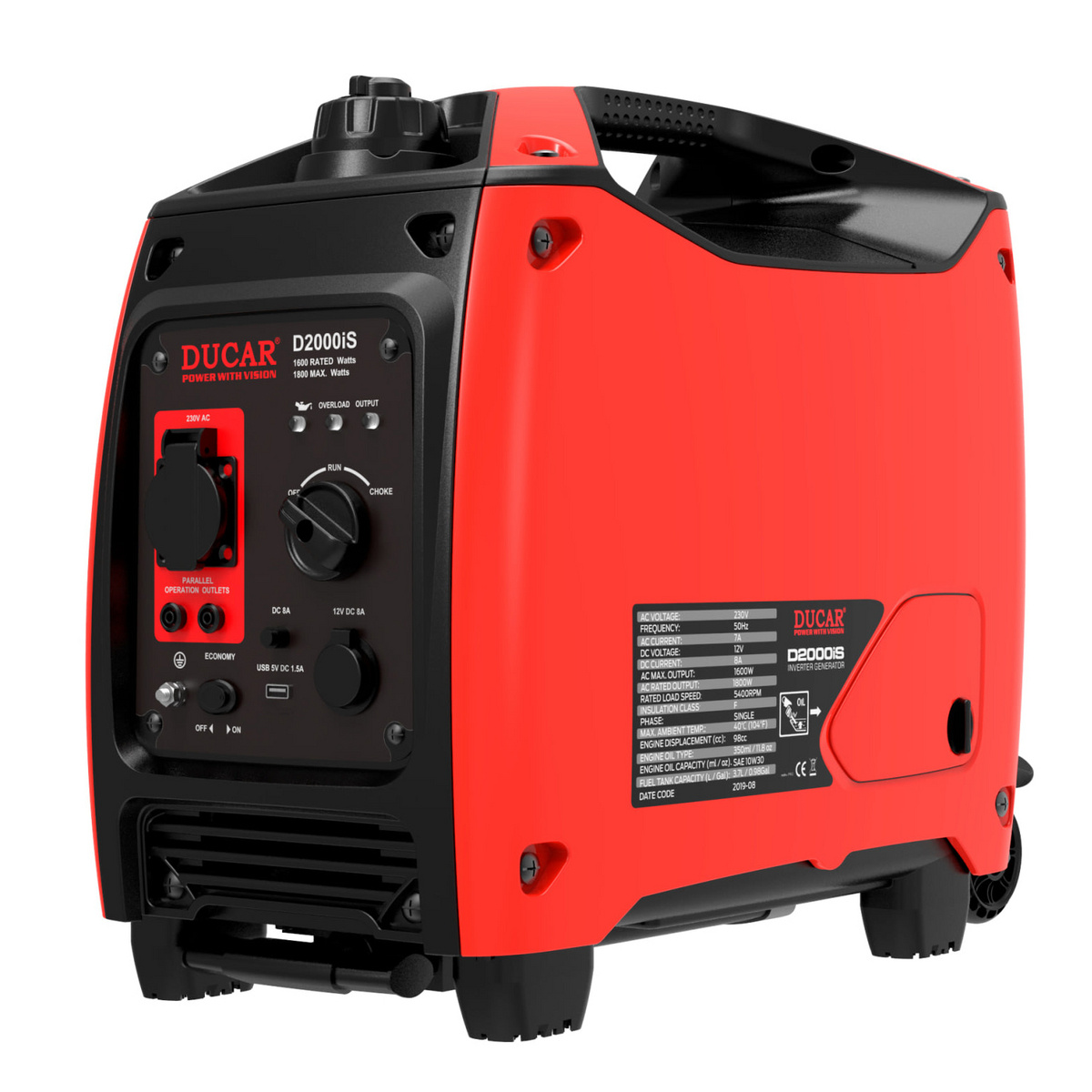 Ducar aggregaatti renkailla ja vetokahvalla D2000iS