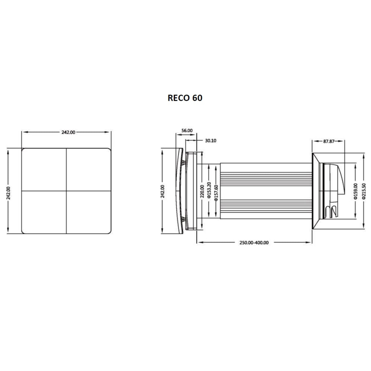 Cooltron ilmanvaihtokone lämmön talteenotolla Reco 60 EVO2