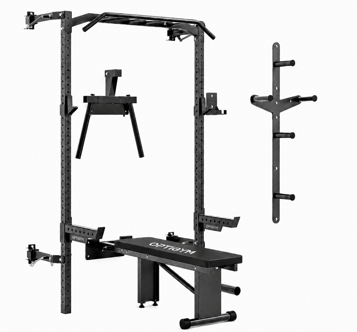 OptiGym seinään kiinnitettävä half rack -kotikuntosalijärjestelmä