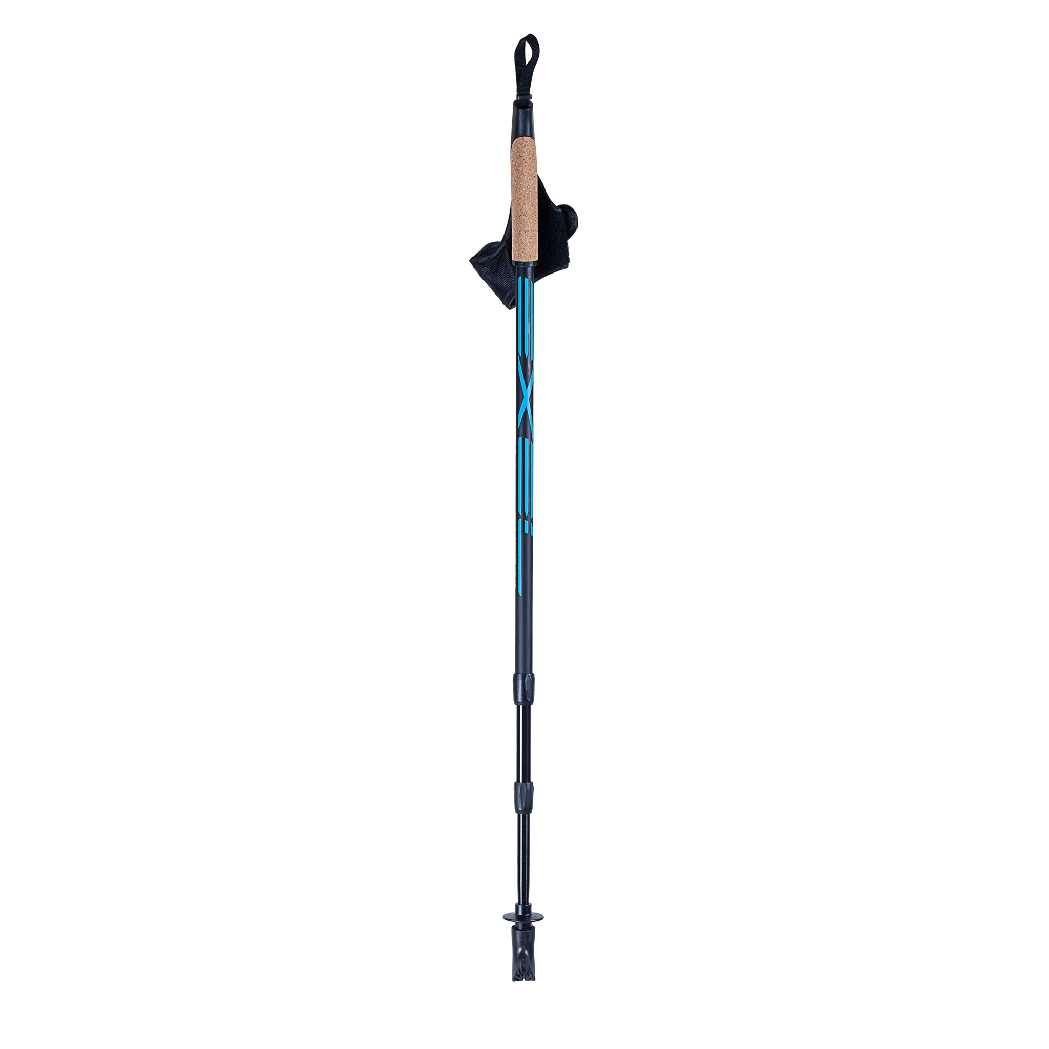 Exel Nordic Walker Alu Säädettävä kävelysauva, Black/Cyan, 100-135cm