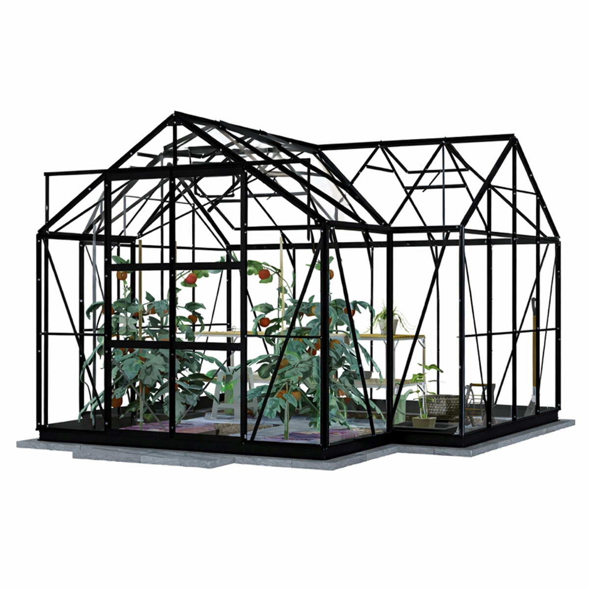 Lykke Kasvihuone T-muotoinen musta 12,8 m2