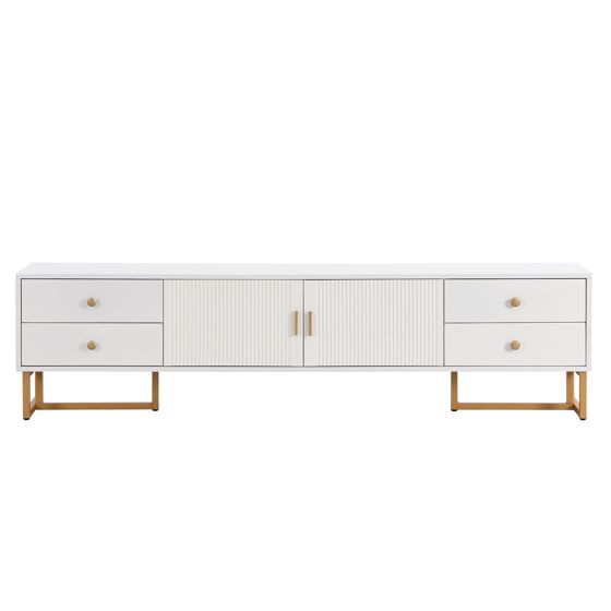 TV-taso 175x30x46 cm valkoinen MDF säilytyksellä ja liukuovilla
