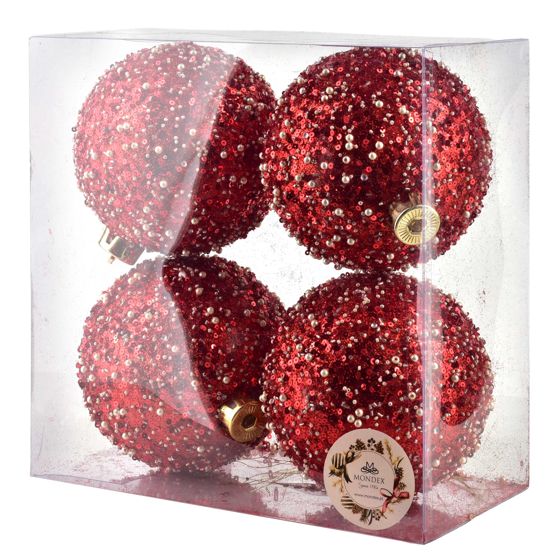 Joulukuusenpallot SANTA LILA 4 kpl Ø12 cm