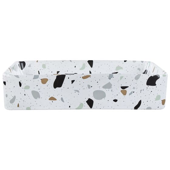 Pesuallas tason päälle NULES 51 x 34 cm keramiikka Valkoinen terrazzo