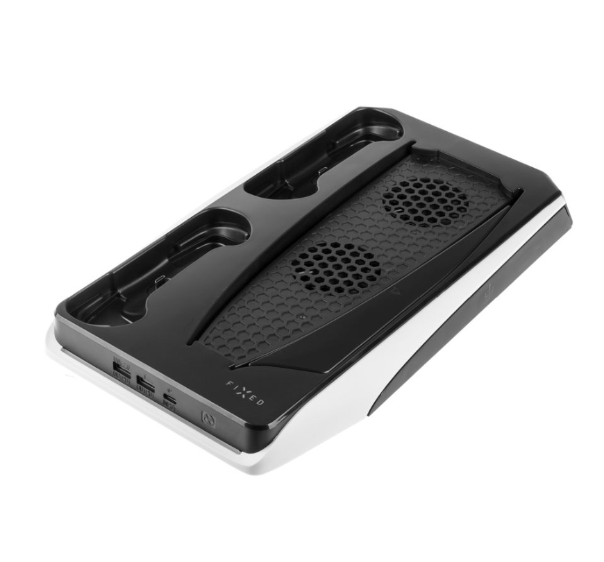 PlayStation 5 -monitoimiasema jäähdytyksellä ja latauksella kahdelle DualSense-ohjaimelle | FIXPS5-MCS-BW