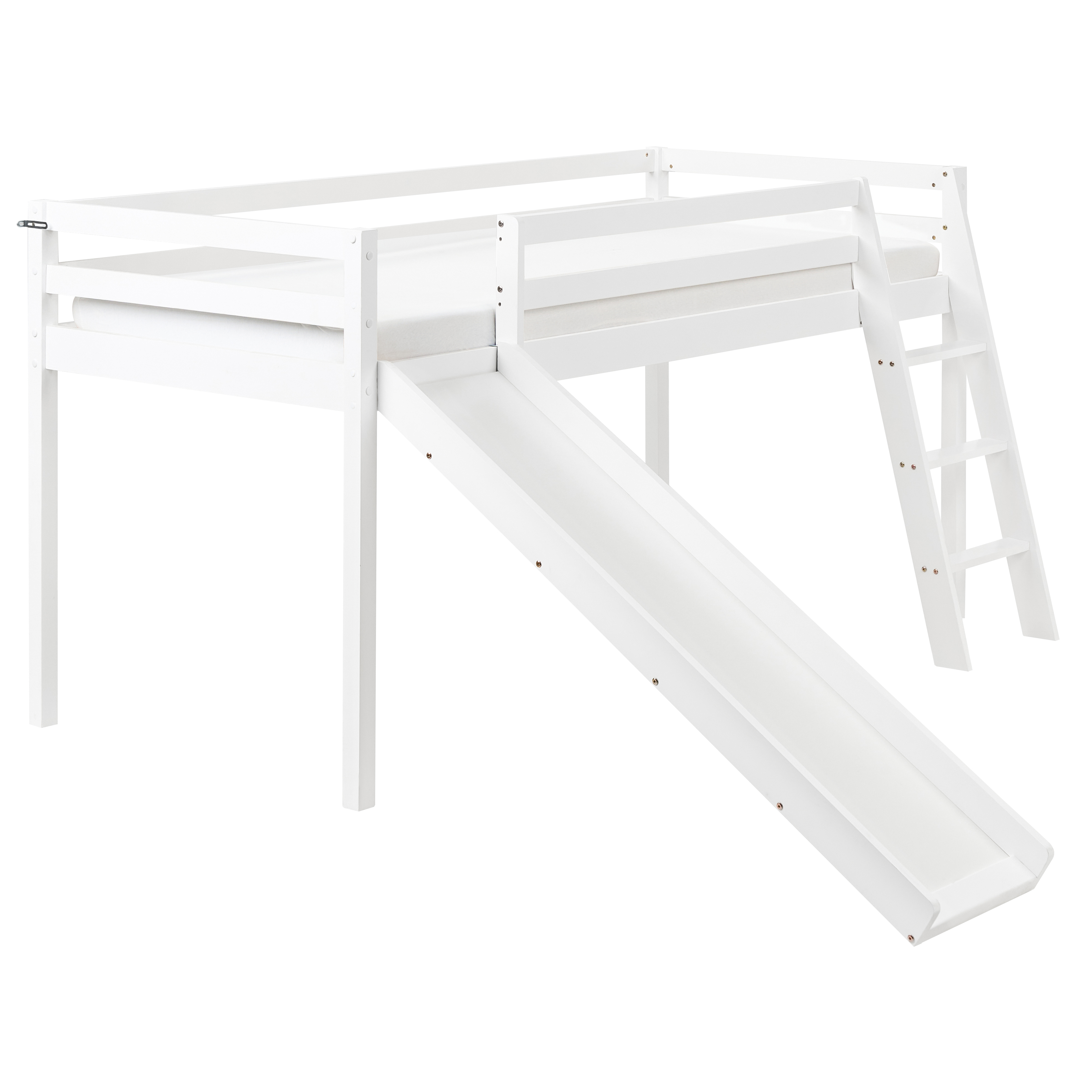 Puoliparvisänky Mänty STAPLE 90 x 200 cm liukumäellä Valkoinen