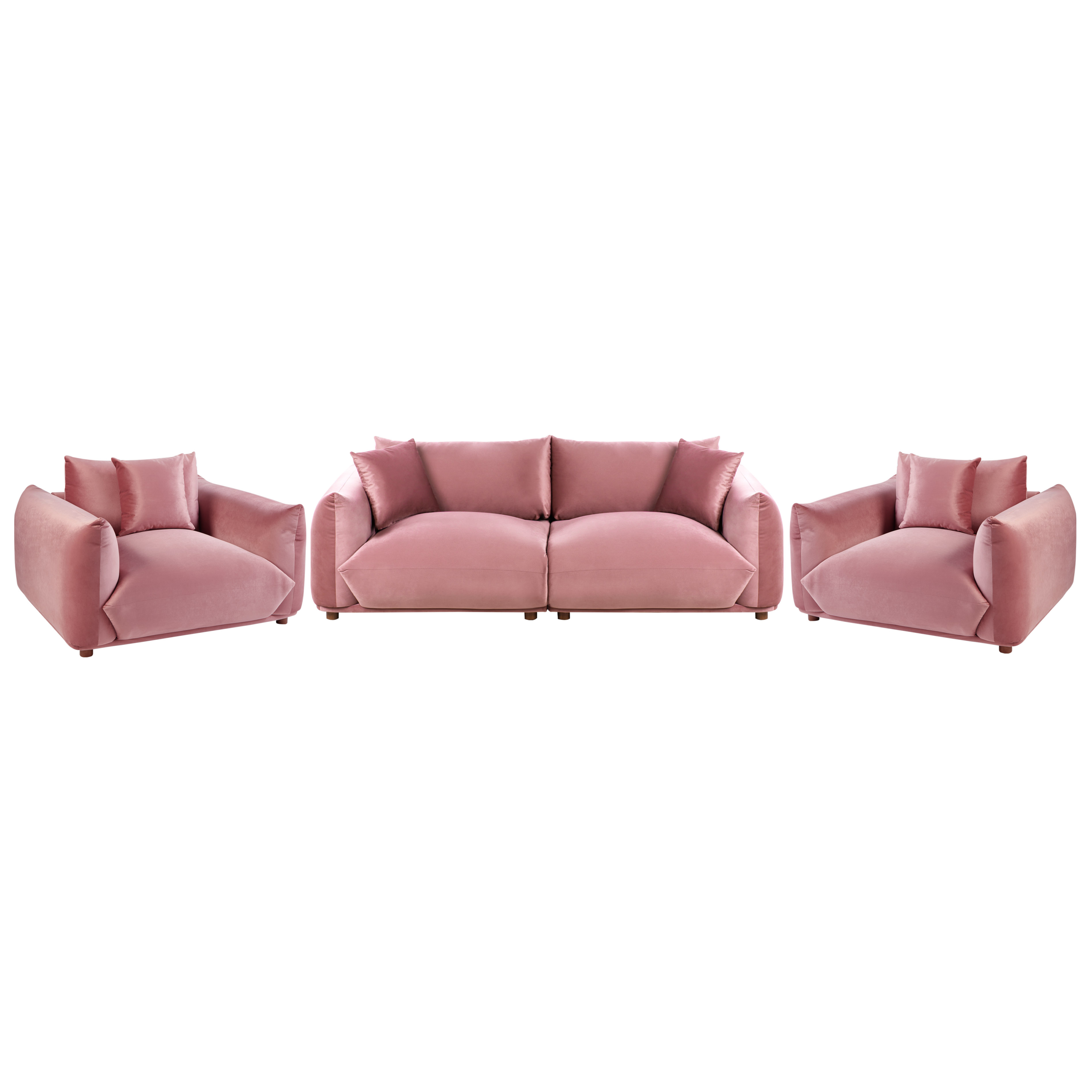 Sohvaryhmä 5-istuttava LUVOS sametti Vaaleanpunainen