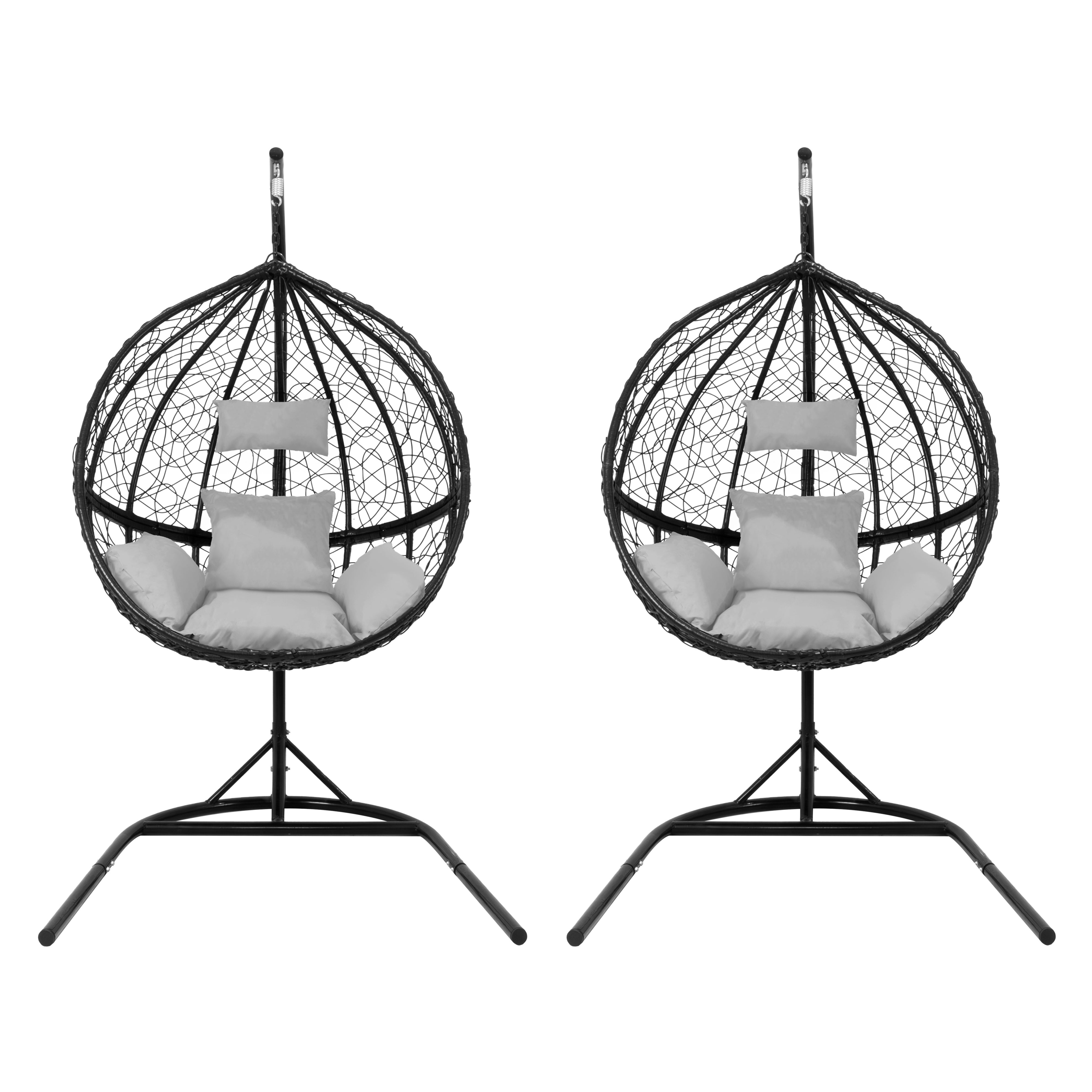 Roikkuvat rottinki-munatuolit x 2 - musta