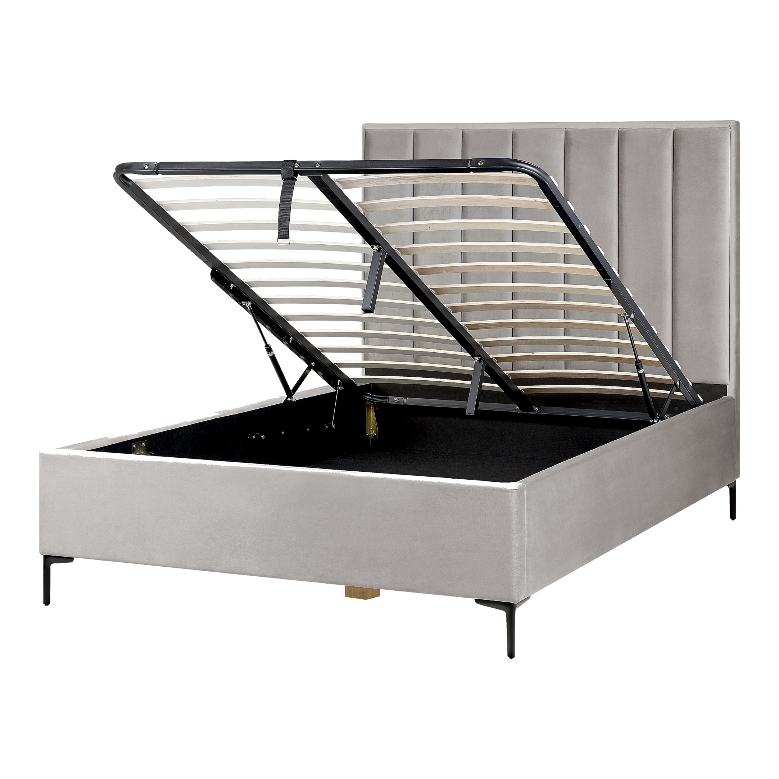 Sänky säilytystilalla sametti SEZANNE 140 x 200 cm Vaaleanharmaa