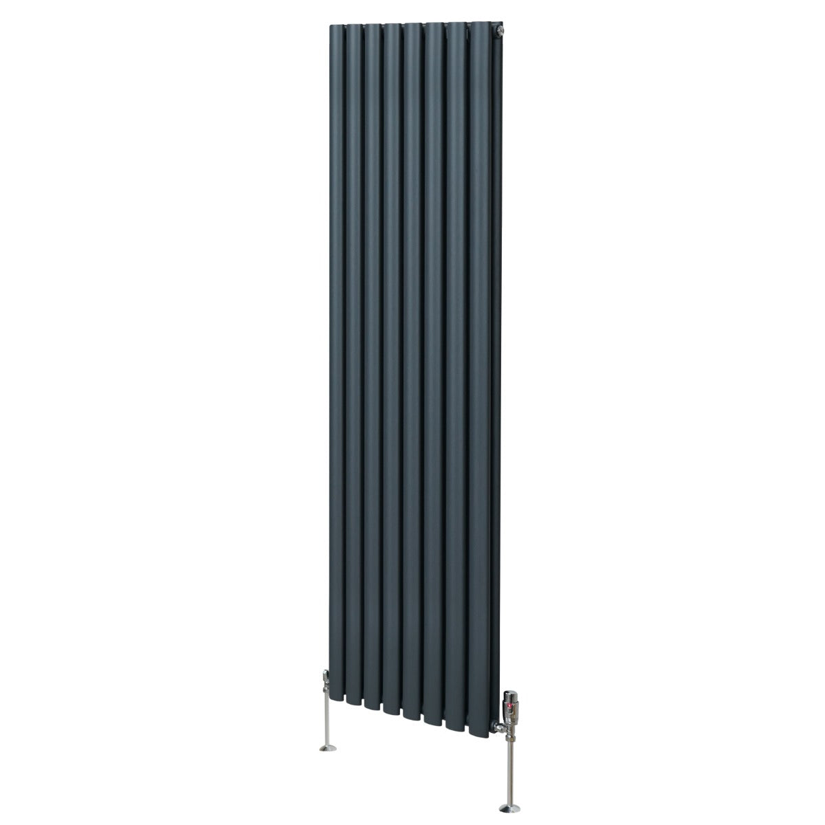 Soikea pylväspatteri venttiilillä - 1800 mm x 480 mm – Antrasiitinharmaa