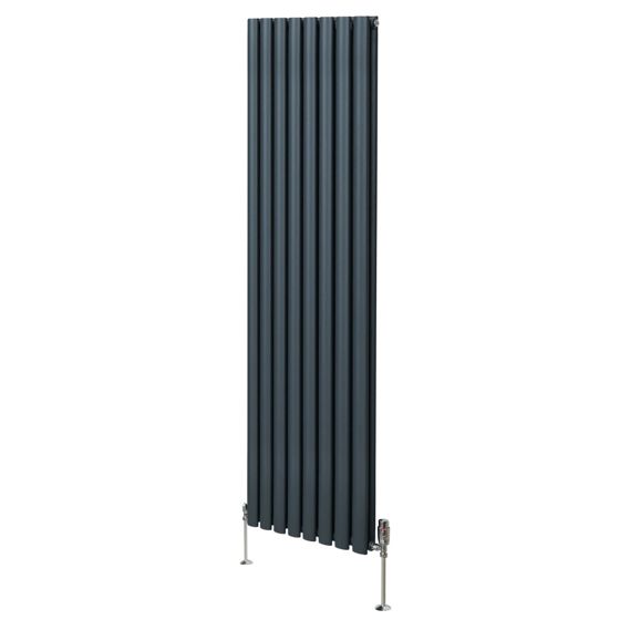 Soikea pylväspatteri venttiilillä - 1800 mm x 480 mm – Antrasiitinharmaa