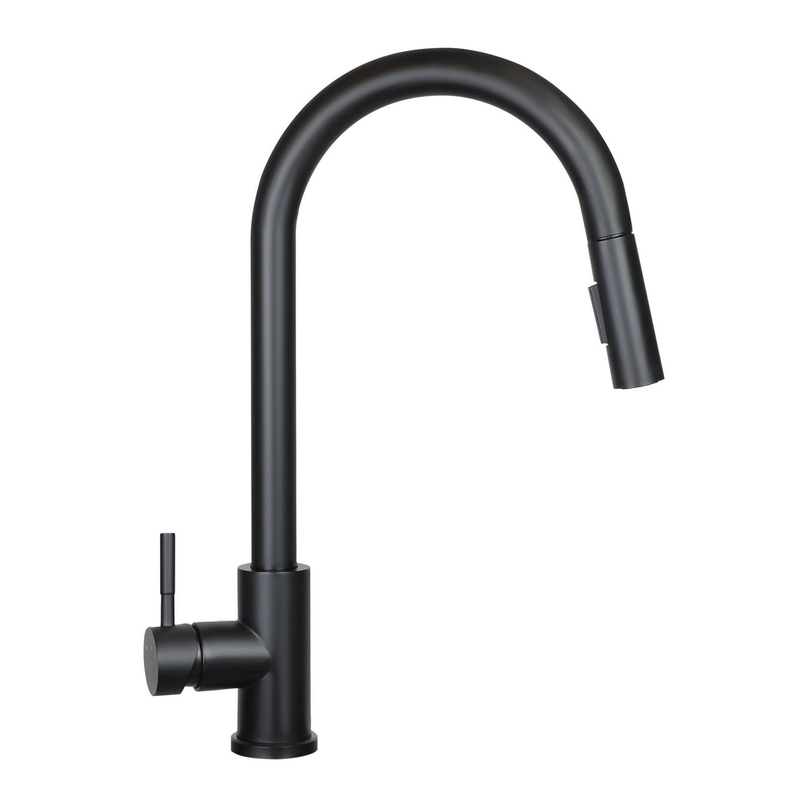 NETTLIFE - keittiöhana ulosvedettävällä suihkupäällä, korkeapaine, ruostumaton teräs, kaksoissuihku, 360° kääntyvä, musta