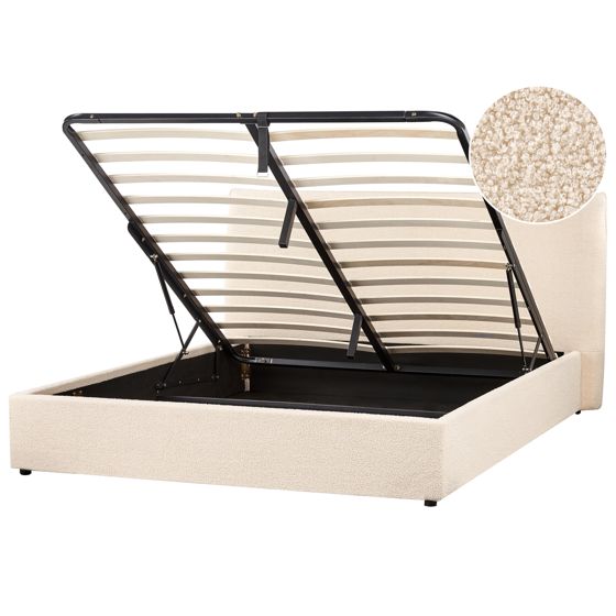 Sänky säilytystilalla buklee LAVAUR 160 x 200 cm Beige