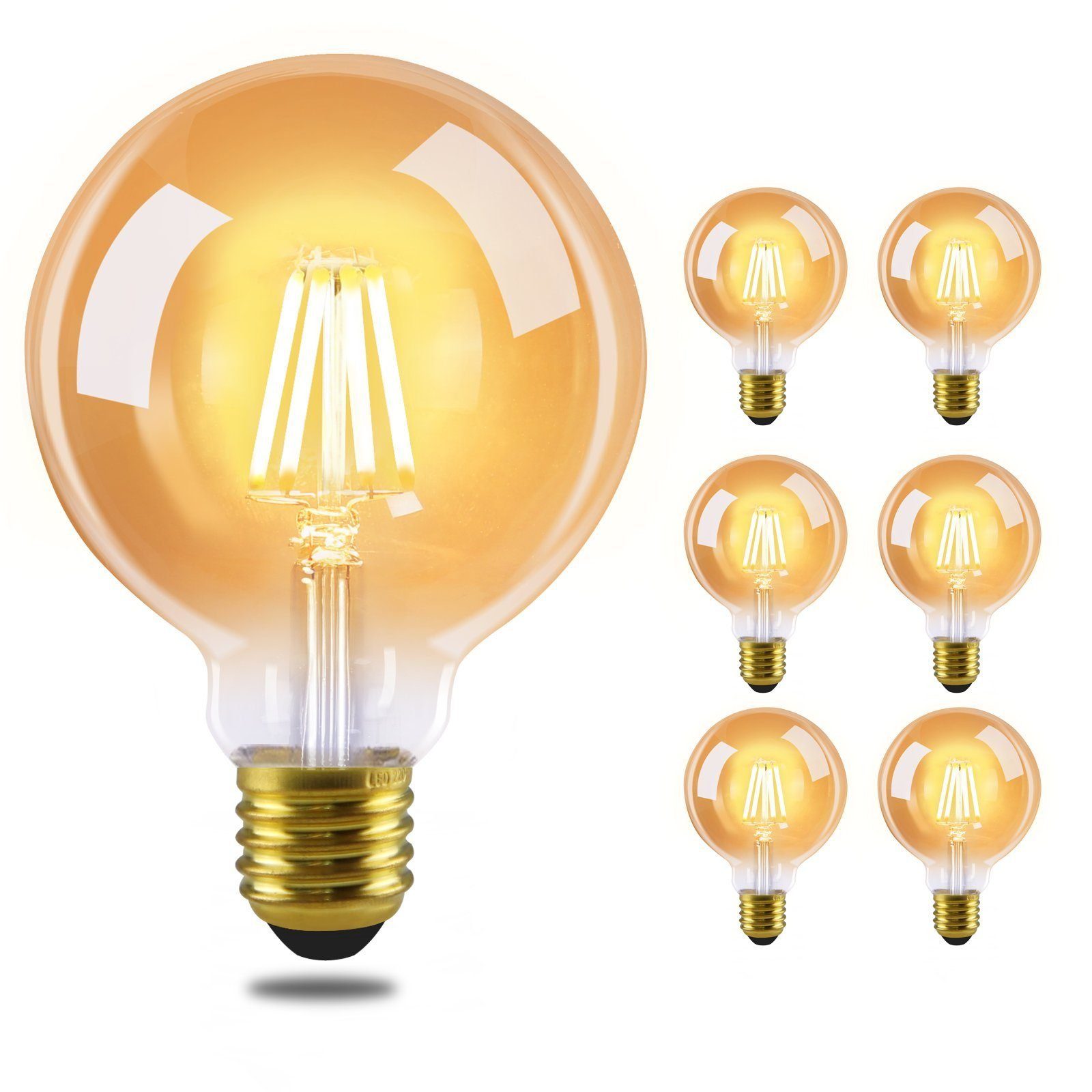 NETTLIFE kpl E27 LED - lamppuja, vintage - filamenttia, lämmin valkoinen, G95, 2700k, 4 W