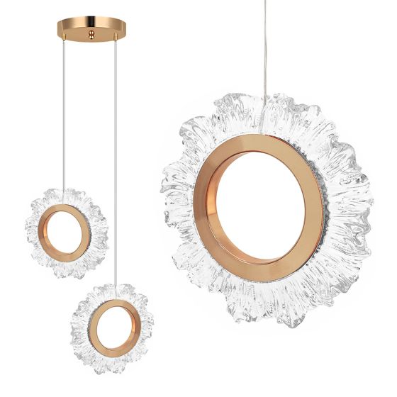 TOOLIGHT riippuvalaisin LHJ103-2CP kulta, ruusukulta, 163x4x20cm