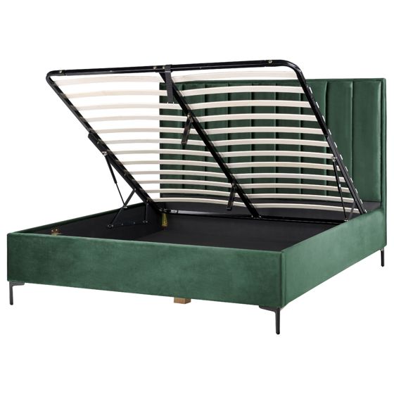 Sänky säilytystilalla sametti SEZANNE 180 x 200 cm Tummanvihreä