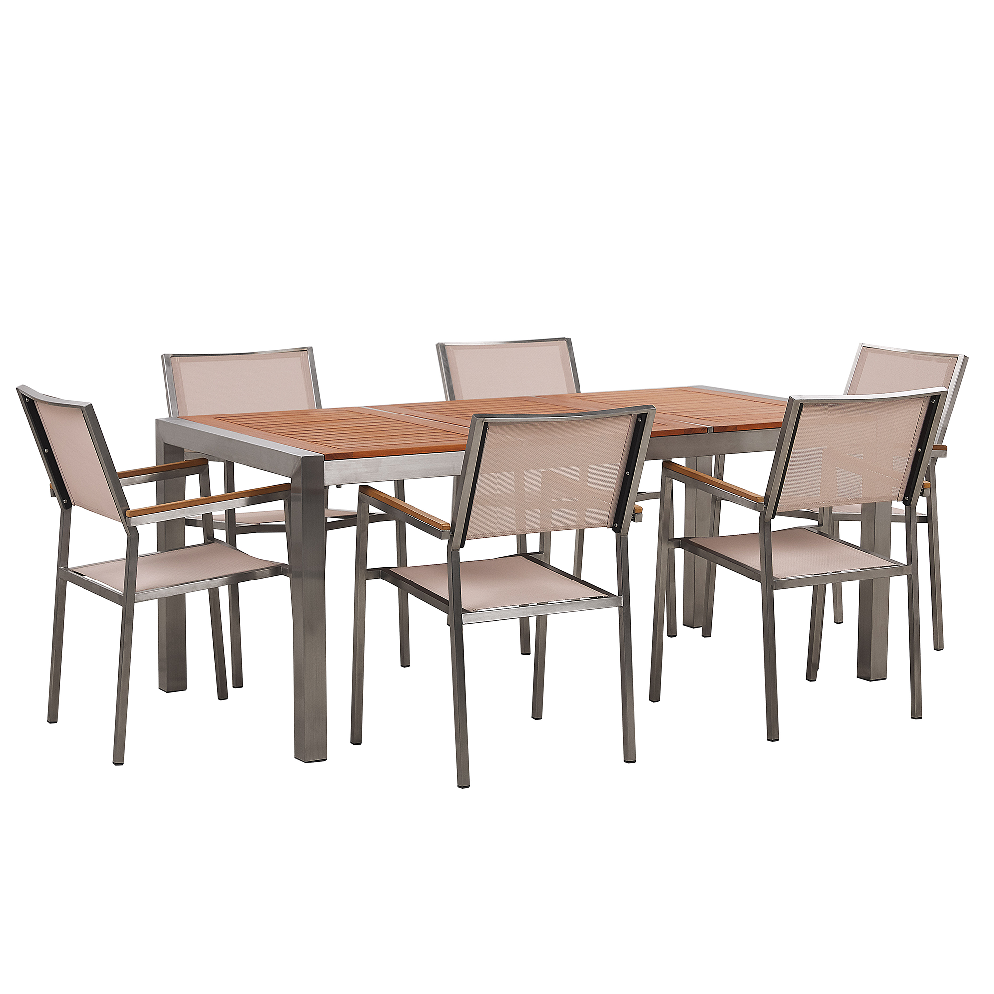 Ulkoruokailuryhmä 6-istuttava GROSSETO Eukalyptuspuu Ruskea/beige