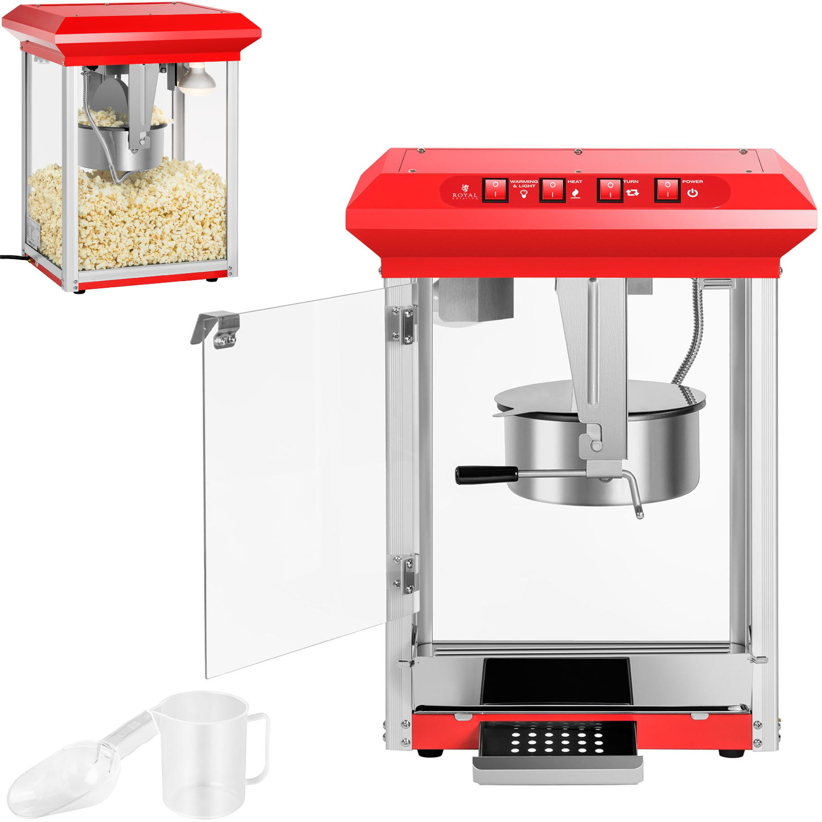 Ammattimainen ja tehokas 1325 W:n popcornkone Royal Catering RCPR-1325