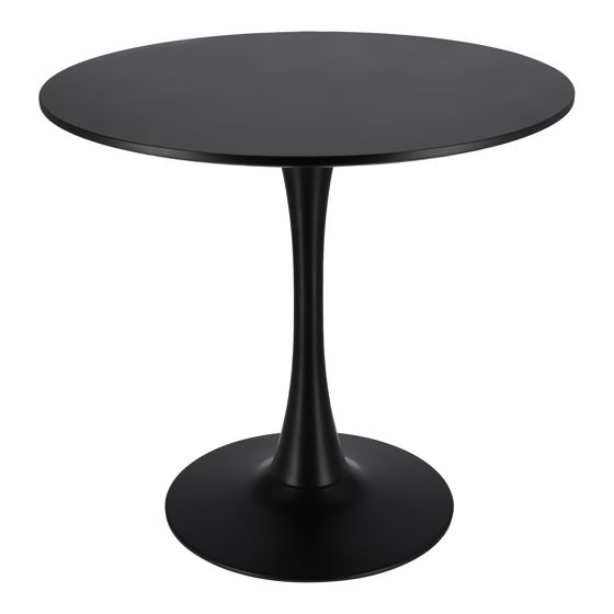 Moderni musta pyöreä pöytä olohuoneeseen, ruokailutilaan, keittiöön