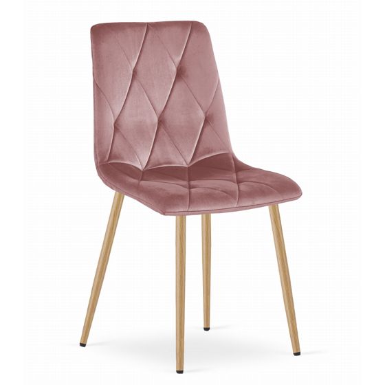 LIBRA-tuoli, pinkki sametti, puunväriset jalat (1 kpl)