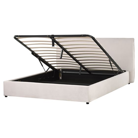 Sänky säilytystilalla sametti LAVAUR 160 x 200 cm Luonnonvalkoinen