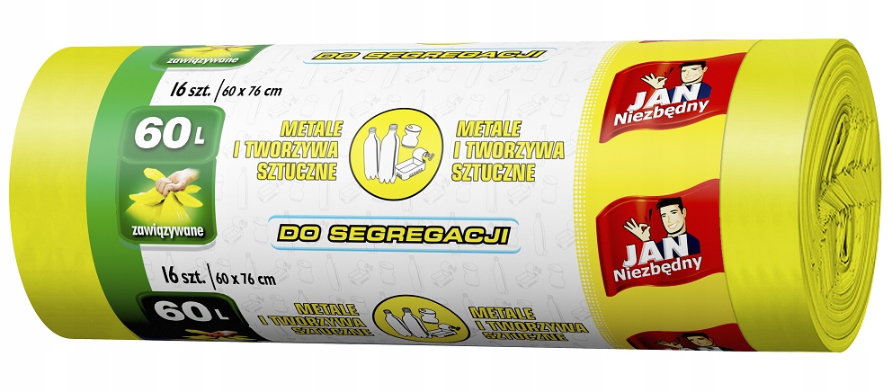 Keltaiset roskapussit muovin lajitteluun 60l