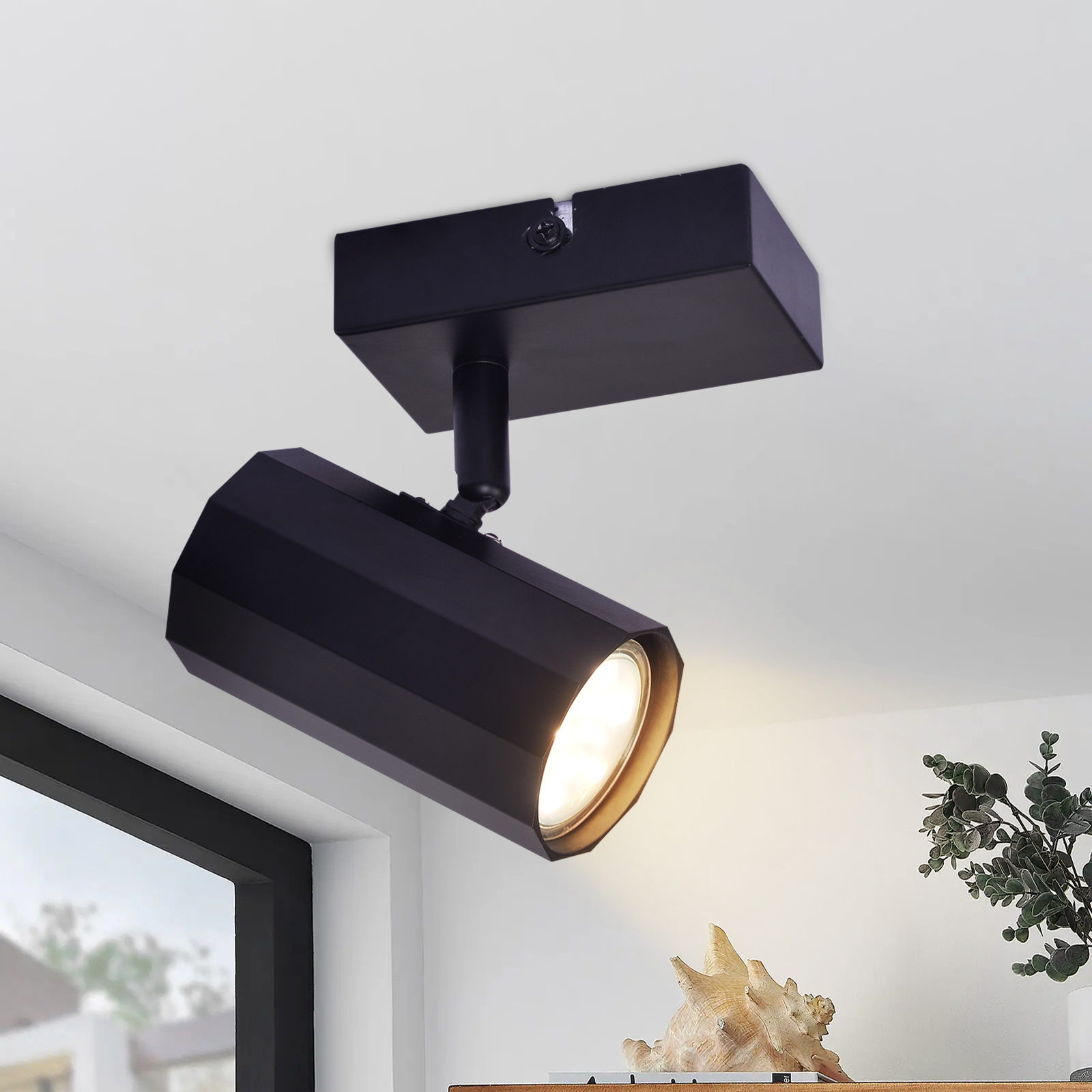 NETTLIFE Kattovalaisin 1- lamppuinen vintage musta metallinen kattovalaisin GU10 säädettävä 350°40W